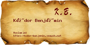 Kódor Benjámin névjegykártya